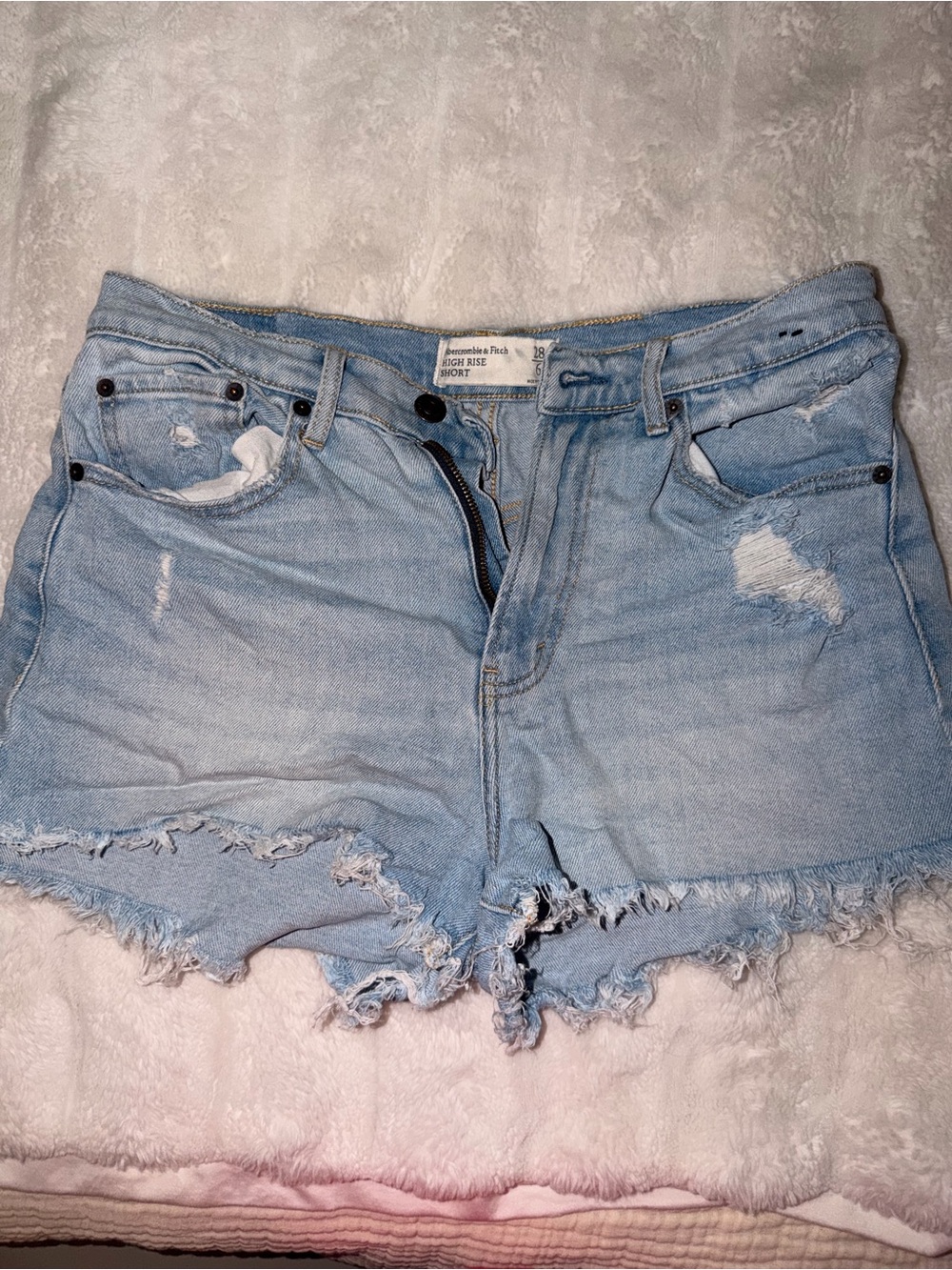 Abercrombie & Fitch Light Blue Distressed Denim Cutoff Shorts
